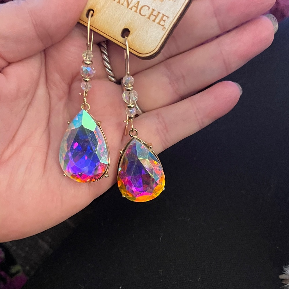 Pink Panache Vibrant Iridescent Teardrop Earrings - Picture 2 of 2